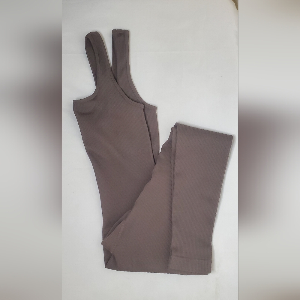 Giulia Size S Brown Sleeveless Ribbed Jumpsuit - Picture 5 of 7